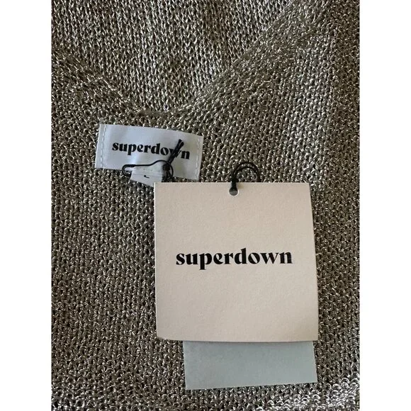 superdown Egon Maxi Dress in Gold New Womens Long Metallic Knit - Picture 9 of 11